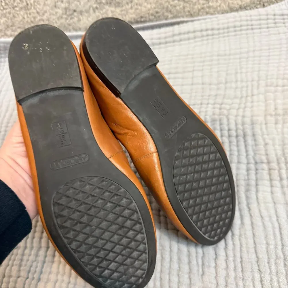 Aerosoles Camel Brown Leather Front Runner Flats Size 6.5